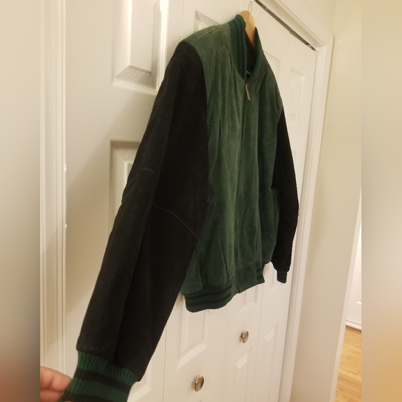 Brittania Outerwear Men Hunted Green wBlack Sleeves Corduroy Bomber Jacket Sz XL - Picture 3 of 14